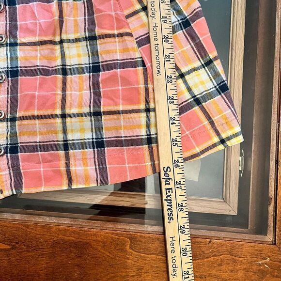 Torrid Size 0 Peach Yellow Checkered Fit & Flare Buttons Adorable - Picture 11 of 13